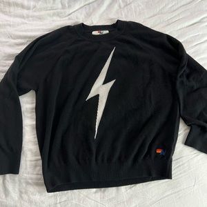 UNISEX BOLT CASHMERE LIGHT SWEATER - BLACK // WHITE BOLT size XL